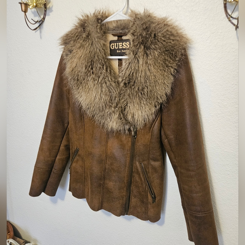Vtg Guess Los Angeles 1981 Faux Shearling Moto Jacket | Penny Lane Y2K | Medium